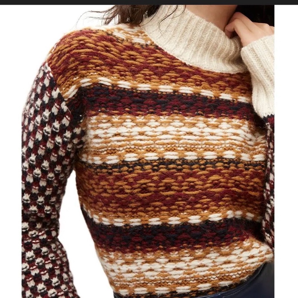 VERONICA BEARD Clary Pattern Turtleneck Alpaca Blend